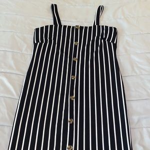 Black and White Striped Dress With Buttons